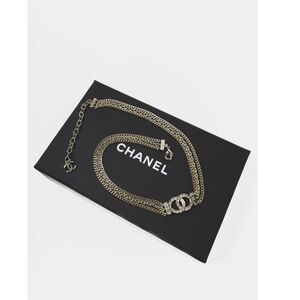🖤Chanel Gold Triple Chain And Crystal CC Choker Neckl